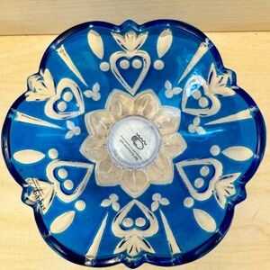Queen Elizabeth Crystal Accent Bowl Blue NIB Collection